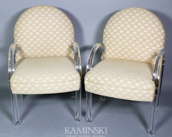 Pair, Weiman/Warren Lloyd Chairs: Pair of Weiman/Warren Lloyd modern chairs, Plexi frames, 36"h x 22 3/4"w x 26"d.
