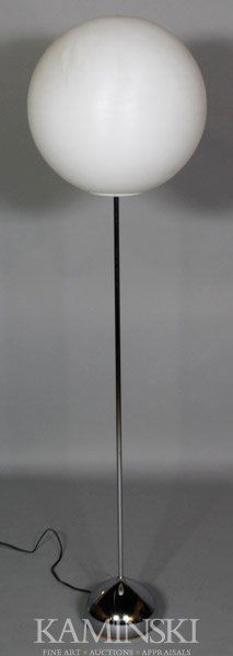 Sonneman Chromed Metal Floor Lamp: Robert Sonneman, floor lamp, chromed metal and plastic, circa 1970's, 59"h.