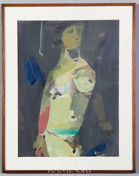Dante, Woman, A/P: Giglio Dante (Italian American 1916 - 2007), untitled woman, acrylic on paper, circa 1970, 23"h x 17"w (view), 28 3/4"h x 22 5/8"w (overall).