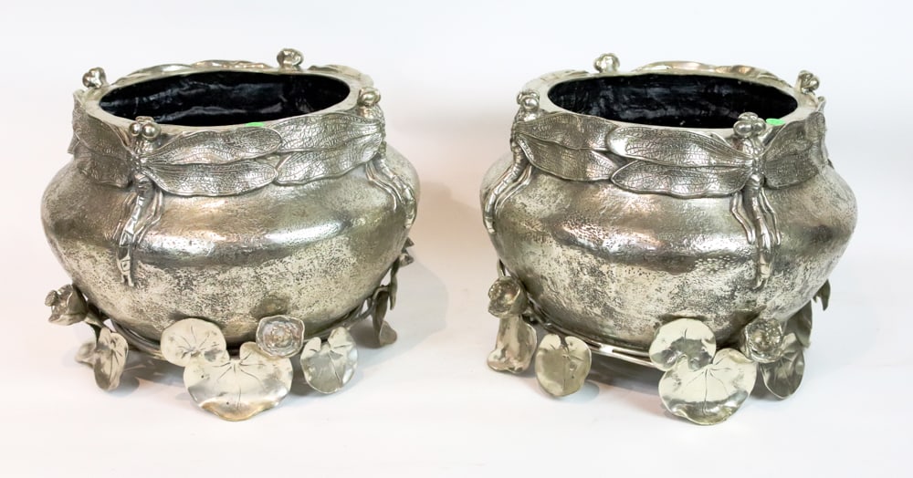 Pair of Art Nouveau Silvered Bronze Jardinieres (1 of 7)