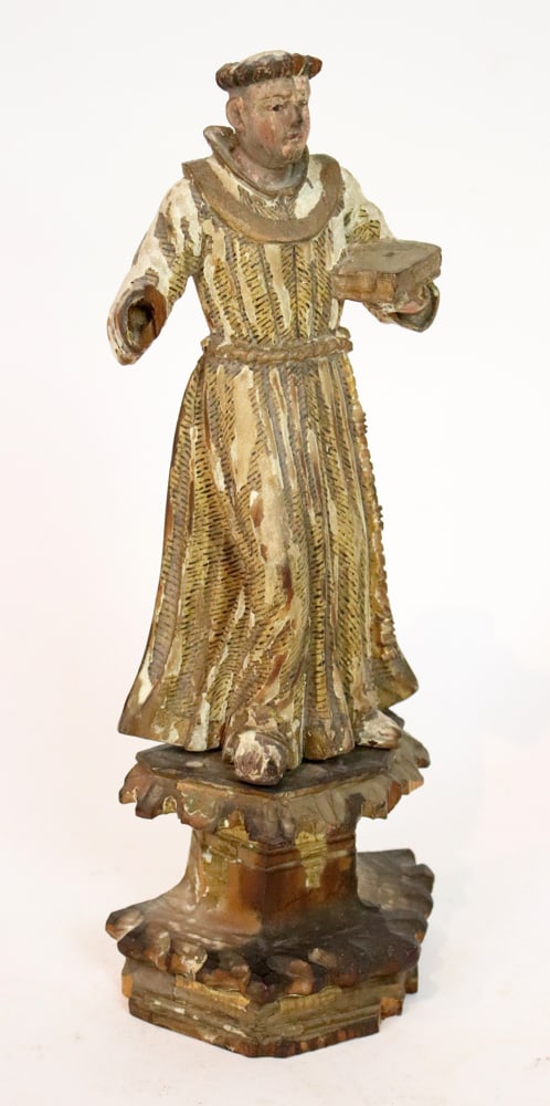 18thC Wood Italian Santos of Franciscan Monk (1 of 3)