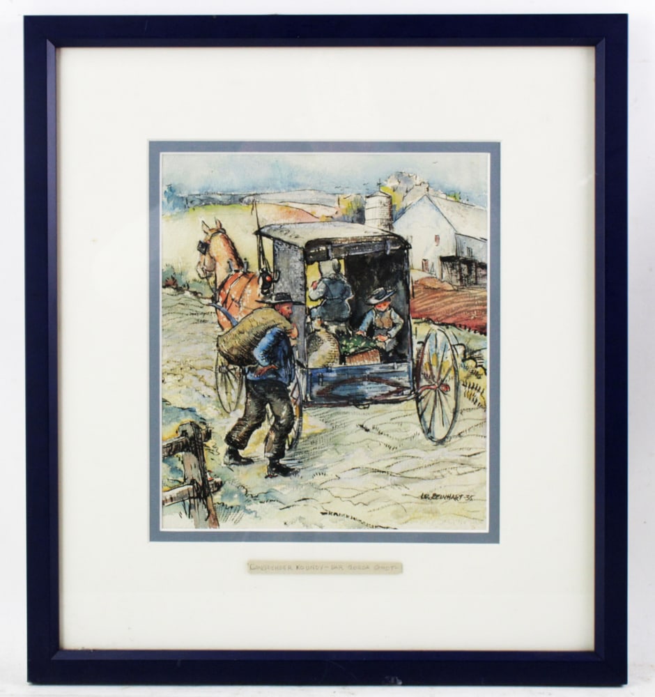 Les Reinhart, Amish Wagon Scene, Watercolor (1 of 6)
