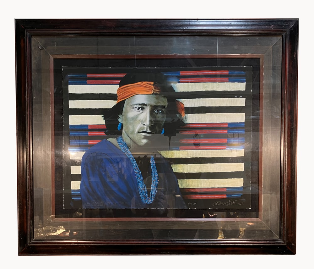 Helmut Koller, Print of Navajo, Framed: Helmut Koller, print of Navajo, signed L/R, framed 30" x 36". Provenance: Estate of Robert Eigelberger, Palm Beach, Florida.