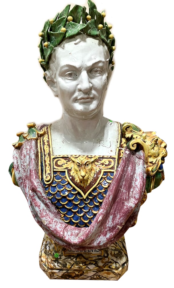 Italian Majolica Bust of Emperor Octavius (1 of 6)