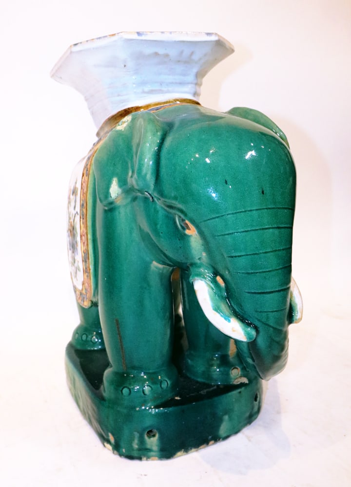 Glazed Pottery Elephant Stand (1 of 4)