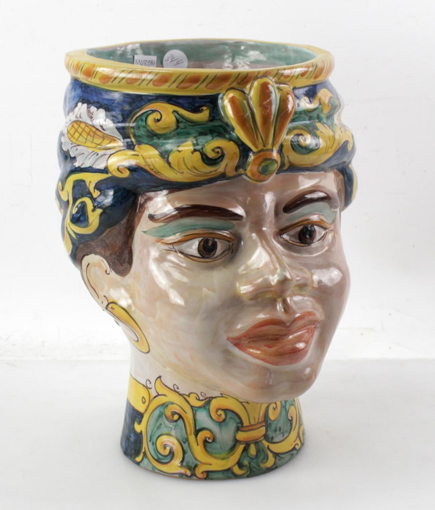 Italian Glazed Majolica Head Vase (1 of 8)