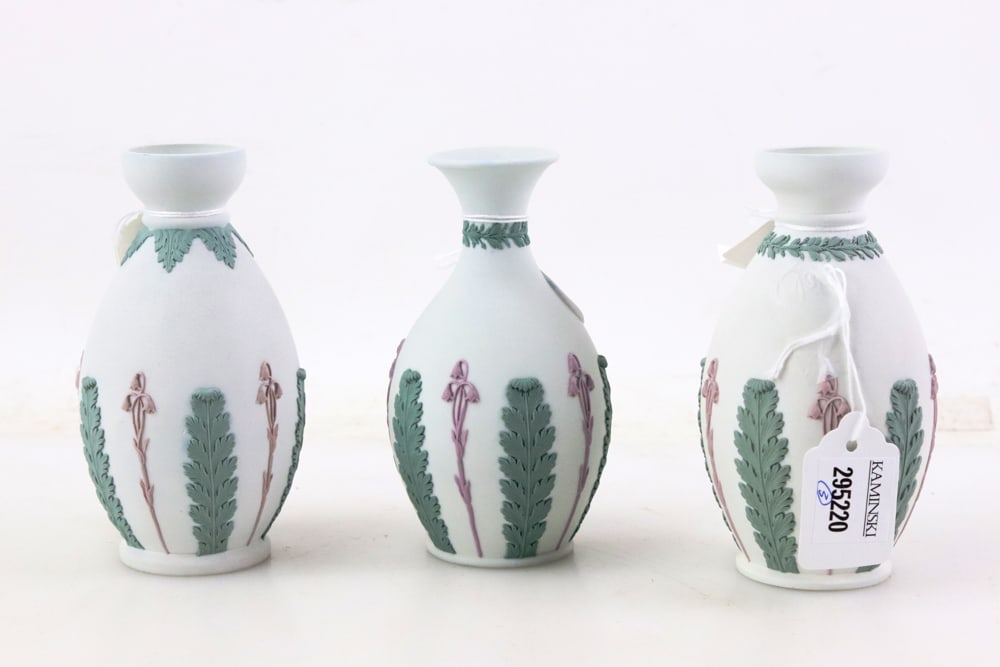 Three Early Wedgwood Jasperware Tricolor Vases (1 of 3)