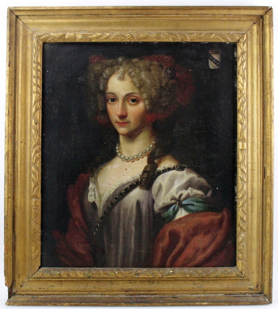 18thC English/French, Woman with Family Crest (1 of 9)