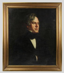 William Winston Seaton Portrait by George P. A. Healy: George Peter Alexander Healy (American, 1813-1894), portrait of William Winston Seaton, oil on canvas, signed G.P.A. Healy and dated 1852, 30" x 25", framed 36" x 30". Provenance: Winchester, Massachu