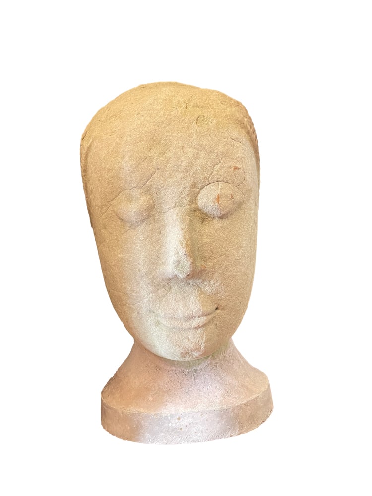 Carved Sandstone Head of Buddha, Thailand (1 of 4)