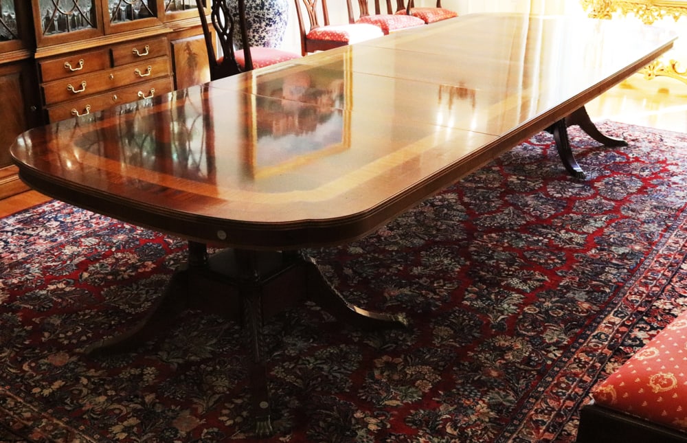 20thC English Regency-style Mahogany Dining Table (1 of 4)