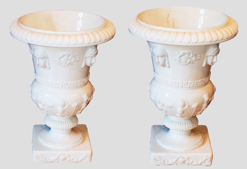 Pair of Tiffany & Co. White-Glazed Urns/Planters (1 of 11)