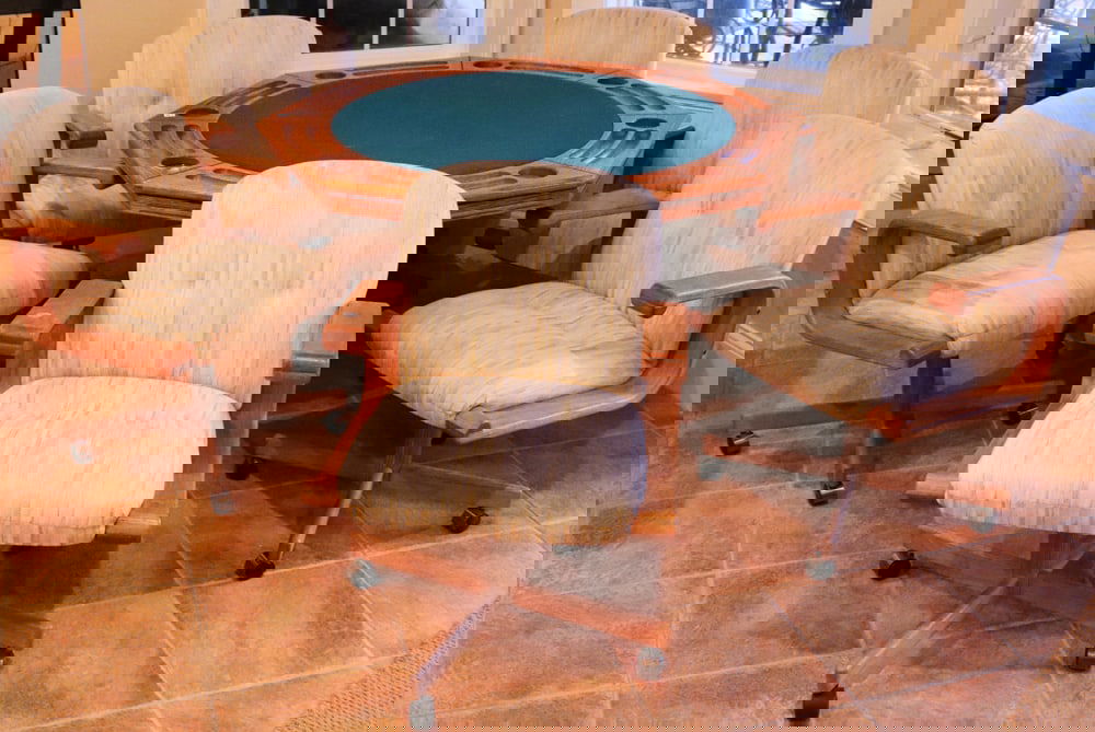 Oak Card Table with Six Chairs (1 of 5)