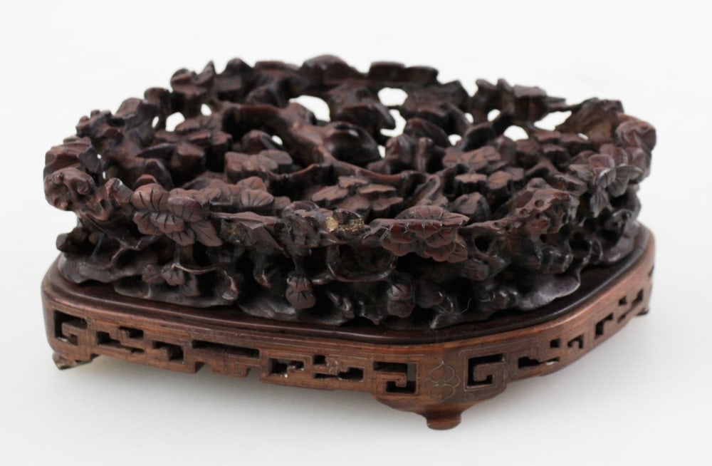 19thC Chinese Carved Wood Stand (1 of 6)