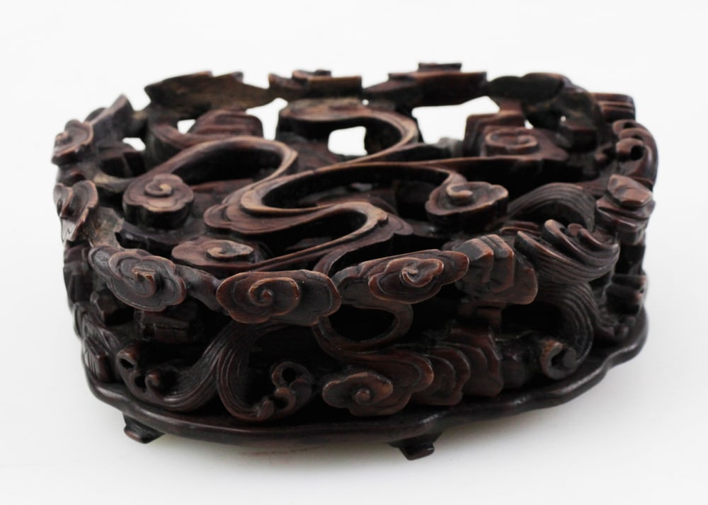 19thC Chinese Carved Wood Stand (1 of 6)