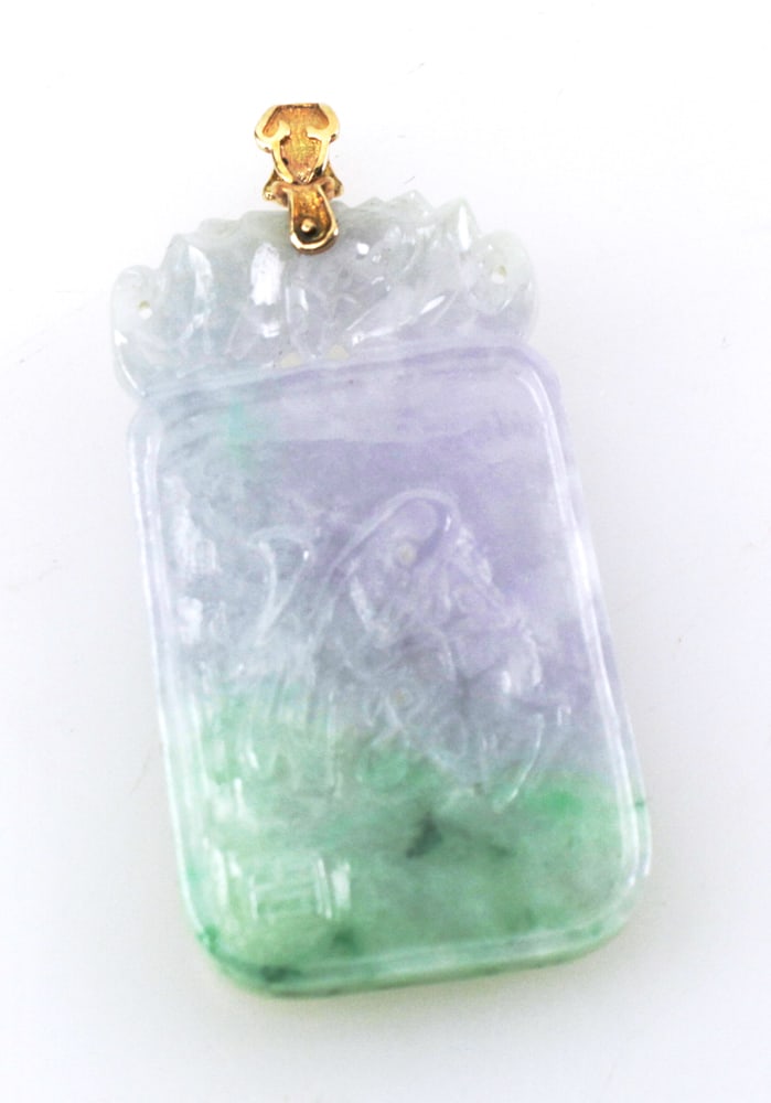 Chinese Bi-Color Jade Pendant on 14k Gold Bail (1 of 4)