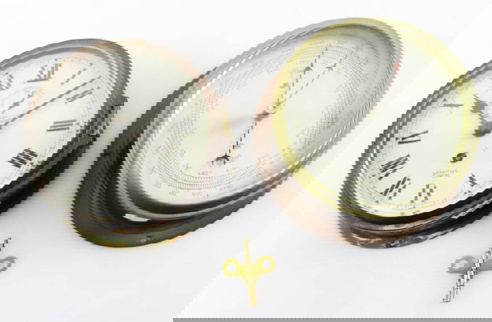 Early 20thc Brass Clock And Barometer Smiths Empire Auction