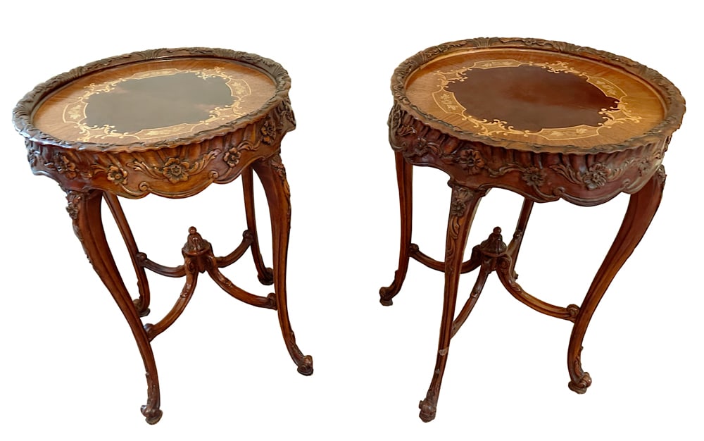 Pair of Carved Rococo Inlaid Tables (1 of 2)