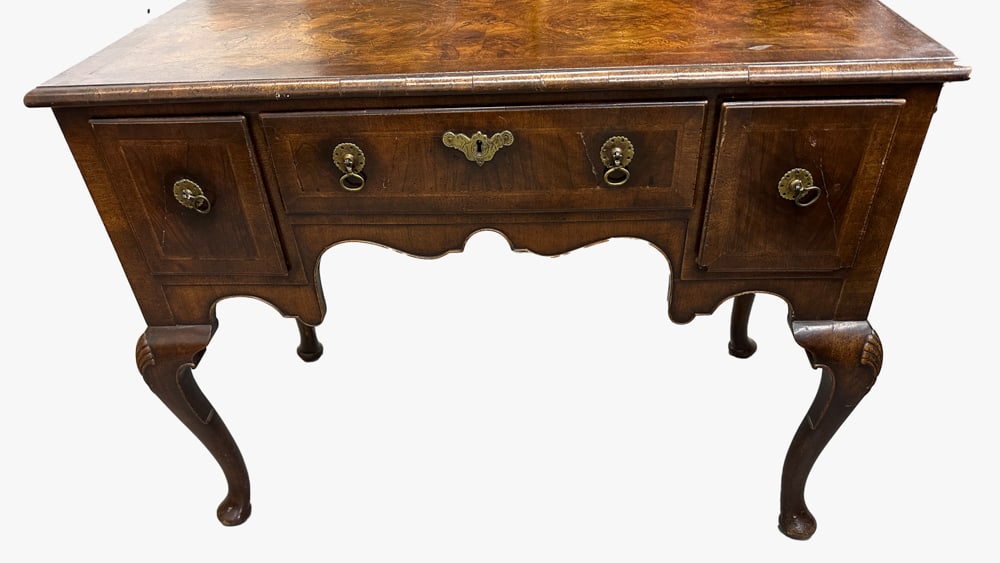 19thC English Queen Anne Burl Walnut Desk (1 of 2)