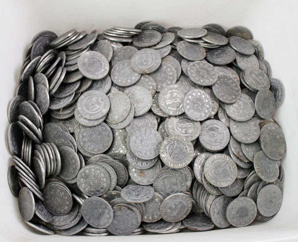 Large Group of Pewter "Continental Curency" Coins (1 of 7)