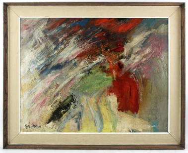 Kyle Morris, Abstract Oil on Canvas: Kyle Morris, abstract oil on canvas, signed L/L, 24" x 30 1/2", framed 29 1/2" x 35 1/2". Provenance: Westbury, New York collection.