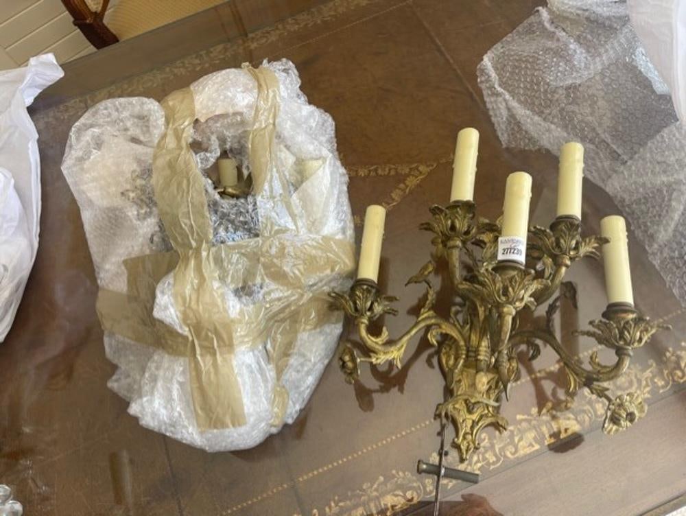 French Bronze 5-Light Wall Sconces with Flowers (1 of 1)