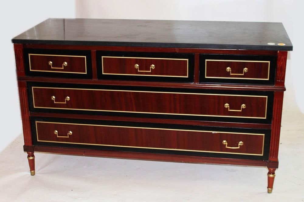 English Regency Style 5-Drawer Marble-Top Chest (1 of 4)