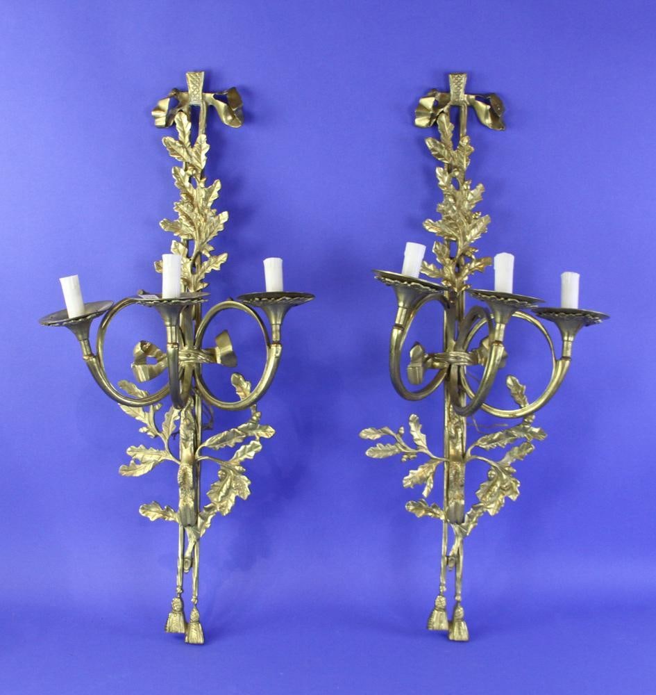 Pair of English Brass Wall Sconces (1 of 1)