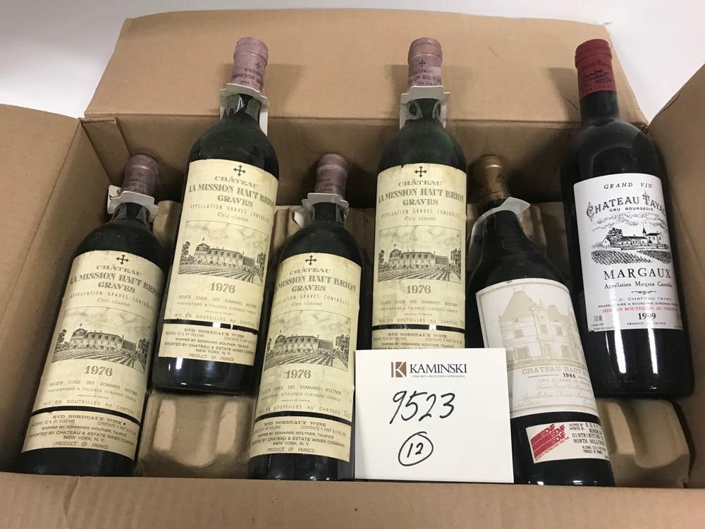 Box of (12) Bottles of Wine: Box of wine, to include: 1976 Chateau La Mission Haut Brion, (10) bottles; 1986 Chateau Haut Brion, (1) bottle; 1999 Chateau Tayac Margaux, (1) bottle. Provenance: From a Los Angeles, California estat
