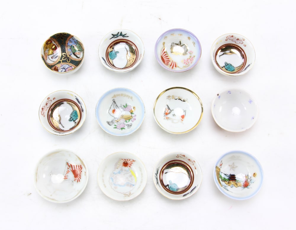 Japanese Sake Cups and Three Satsuma Vases (1 of 10)