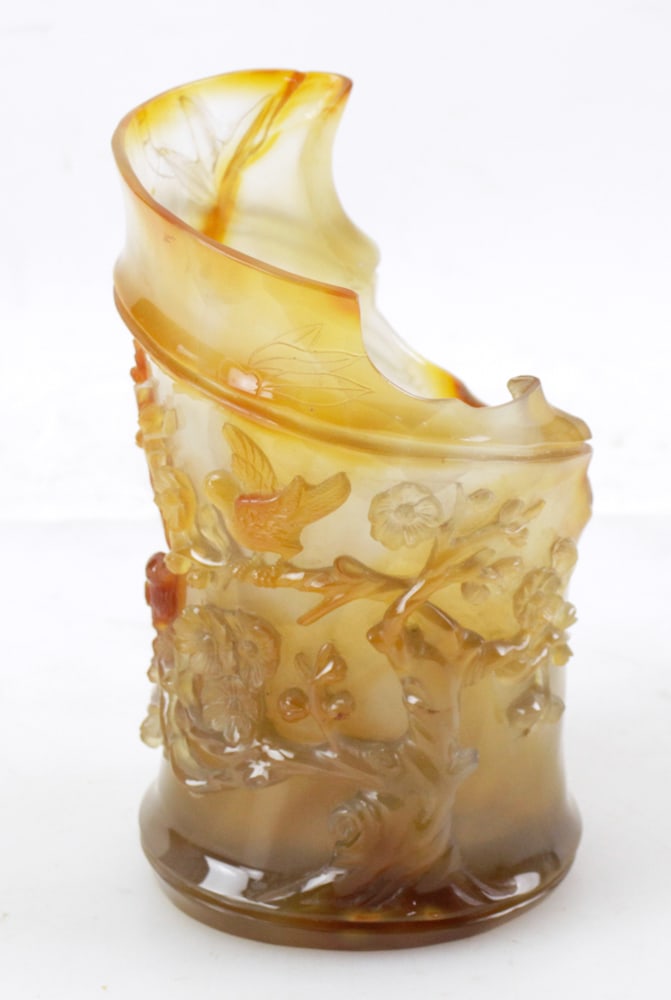 Chinese Carved Agate Brush Holder (1 of 7)