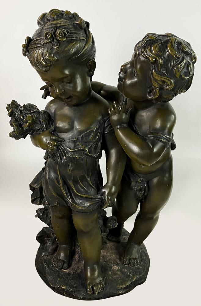 Auguste Moreau Bronze Sculpture of Boy and Girl (1 of 9)