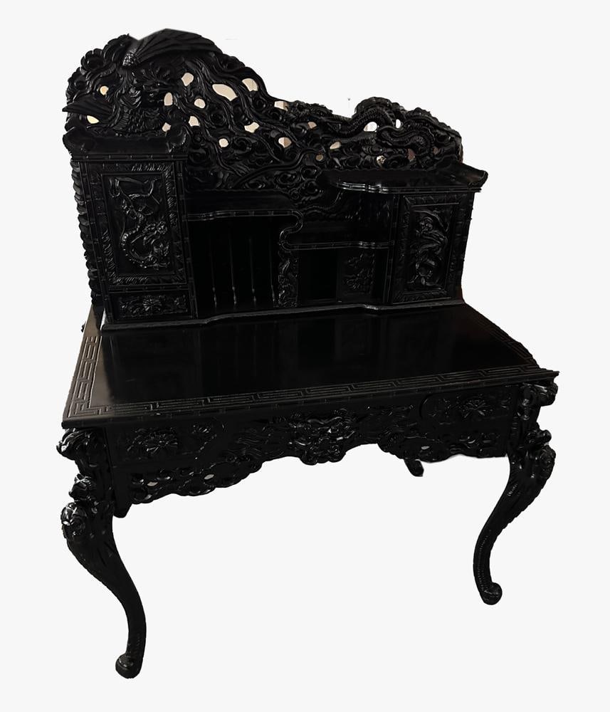 Chinese Dragon Carved Writing Desk (1 of 3)