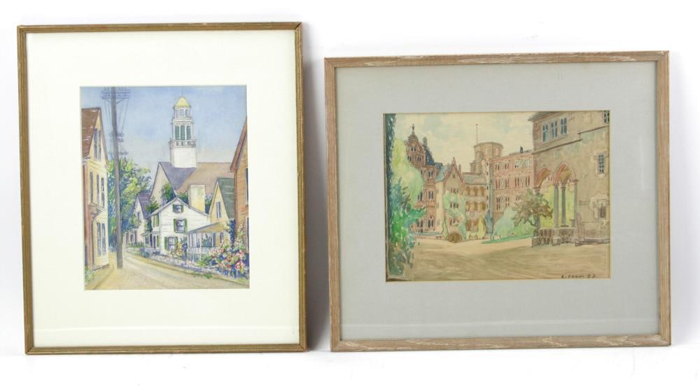 Two 20thC Street Views, Watercolors (1 of 10)