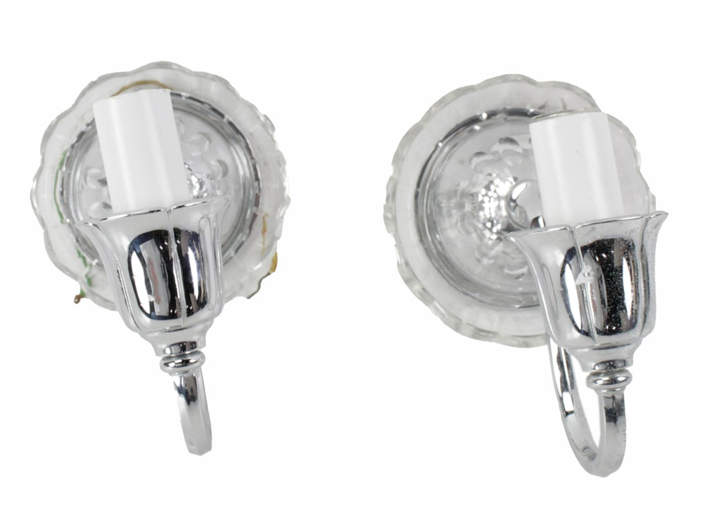 Pair of Crystal and Nickel-Plated Brass Sconces (1 of 6)