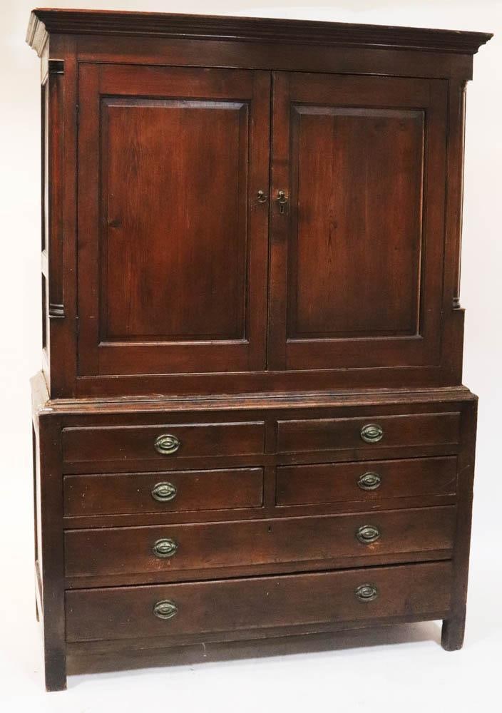 18thC English Linen Press with Six Drawers (1 of 10)