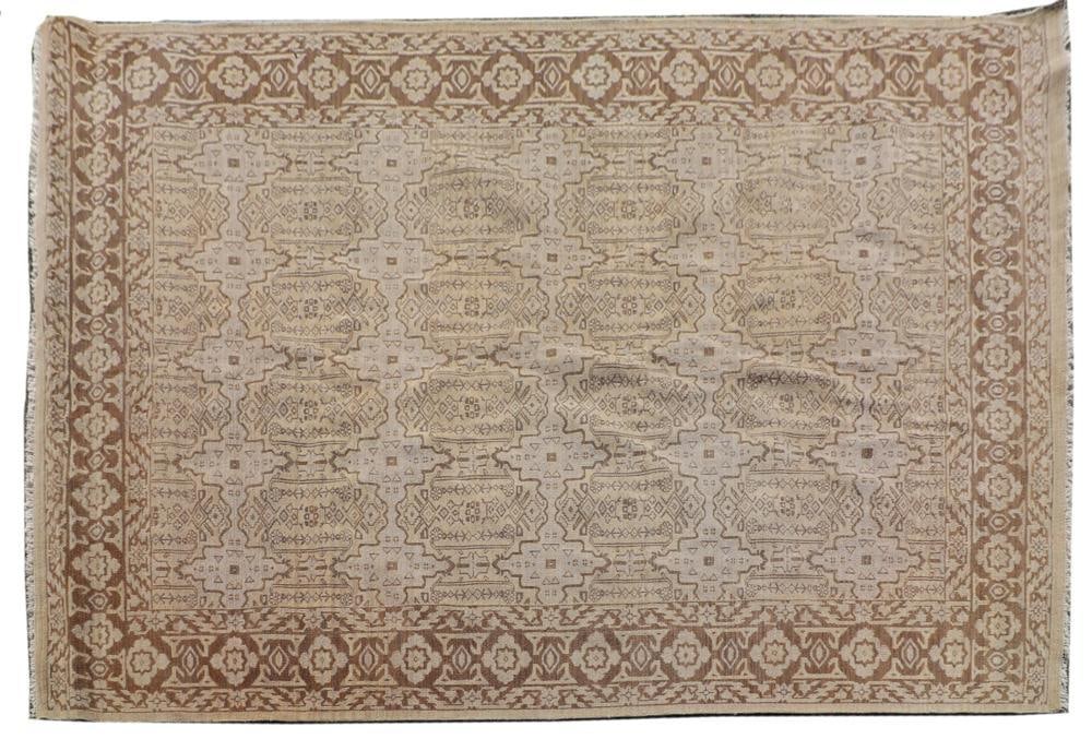 Oushak Hand-Woven Rug: Oushak hand-woven rug. Provenance: Brookline, Massachusetts collection.