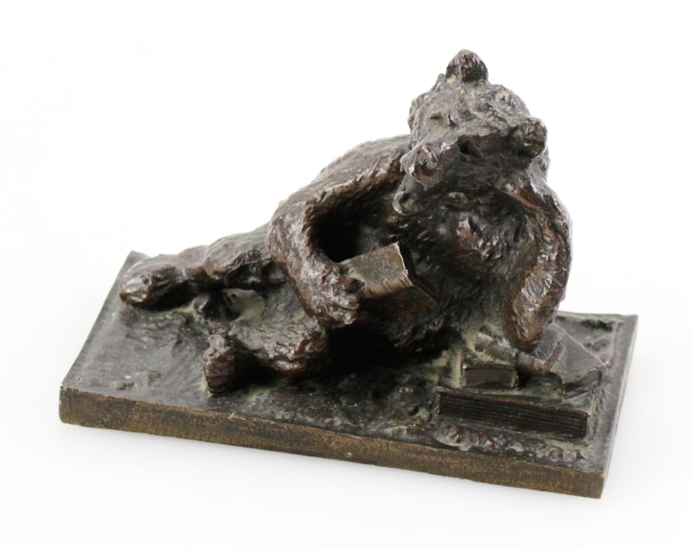 Bronze Sculpture of Bear with Books (1 of 7)