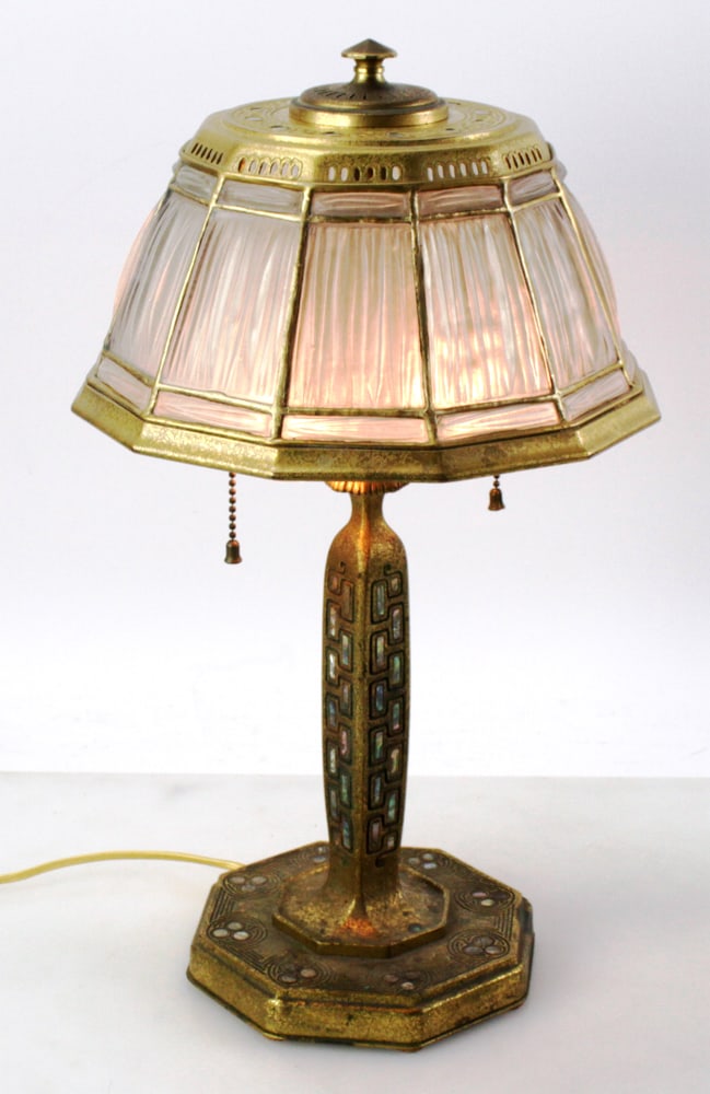 Signed Tiffany Studios Abalone Desk Lamp (1 of 13)