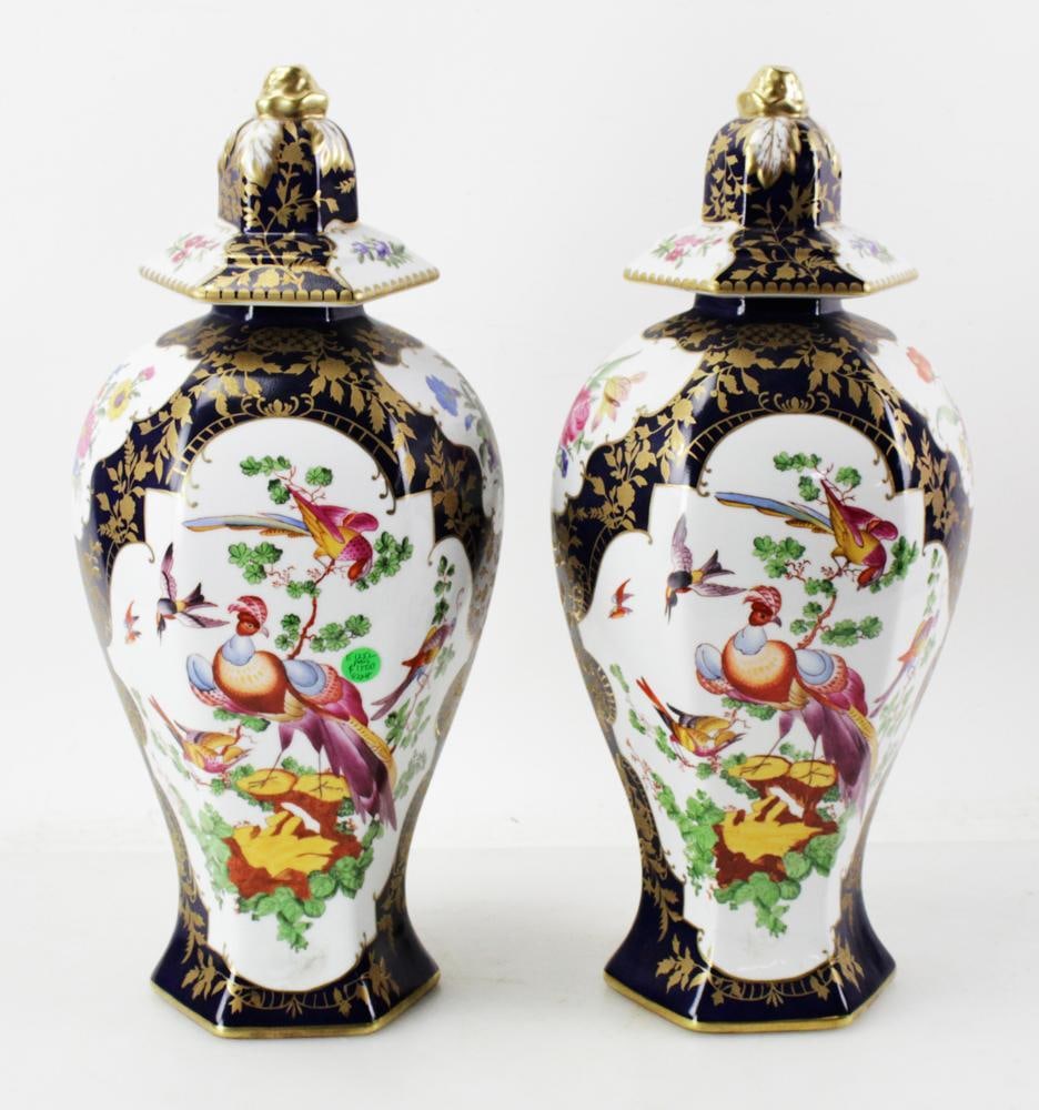 Pair of Delft-Style Covered Urns (1 of 12)