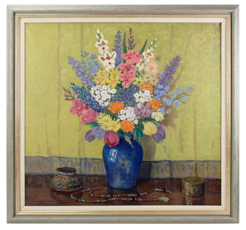 Clara Fairfield Perry, Still Life, Oil on Canvas: Clara Fairfield Perry, still life, oil on canvas, signed L/L, 30" x 32", framed 36" x 38". Provenance: South Hamilton, Massachusetts collection.