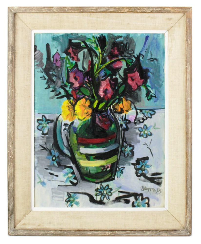 Ben Benn, Summer Flowers, Still Life: Ben Benn, "Summer Flowers" still life, signed L/R, dated 63, 24" x 18", framed 30" x 24 1/2". Provenance: South Hamilton, Massachusetts collection.