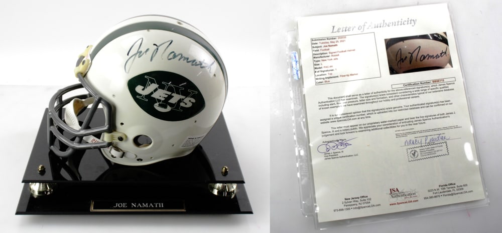 Joe Namath Jets Football Helmet, Signed (1 of 14)