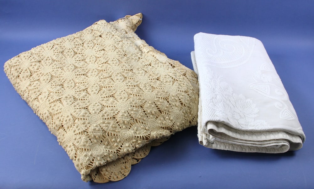 Early Crocheted Bed Spread and Cotton Coverlet (1 of 5)