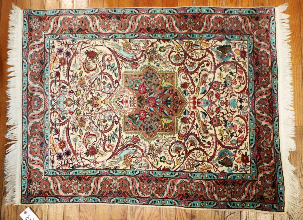 Persian Tabriz Rug: Persian Tabriz rug, 3' 3" x 4' 7". Purchased from Gregorian Rugs, Newton Lower Falls, MA. Provenance: Winchester, Massachusetts collection.