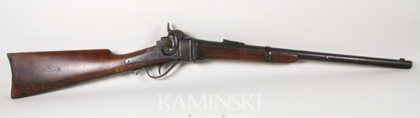 C. Sharps 1859 Carbine Rifle: C. Sharps new model 1859 carbine rifle, pat. Oct 5, 1852, pat. Sept 12, 1848, Ris. Lawence pat. April 12, 1859, C, 6042, overall 35", barrel 21 1/4". Some rust.