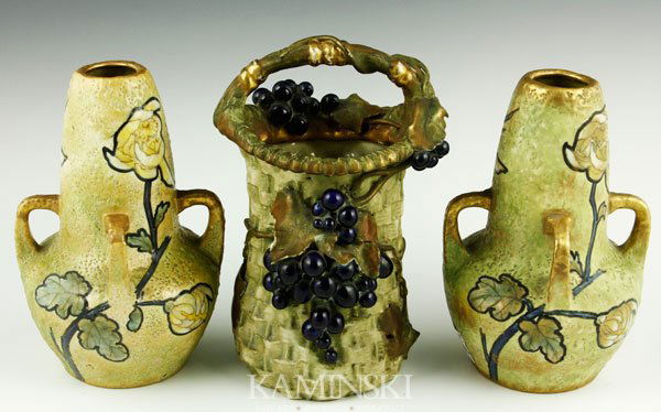 Lot of 3 Amphora Vases: Lot of three amphora vases, signed, tallest 9 1/2"h.