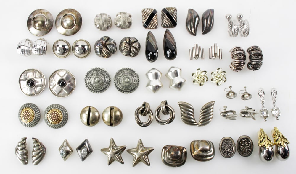 Large Collection of Earrings, Sterling American Mexican (1 of 13)