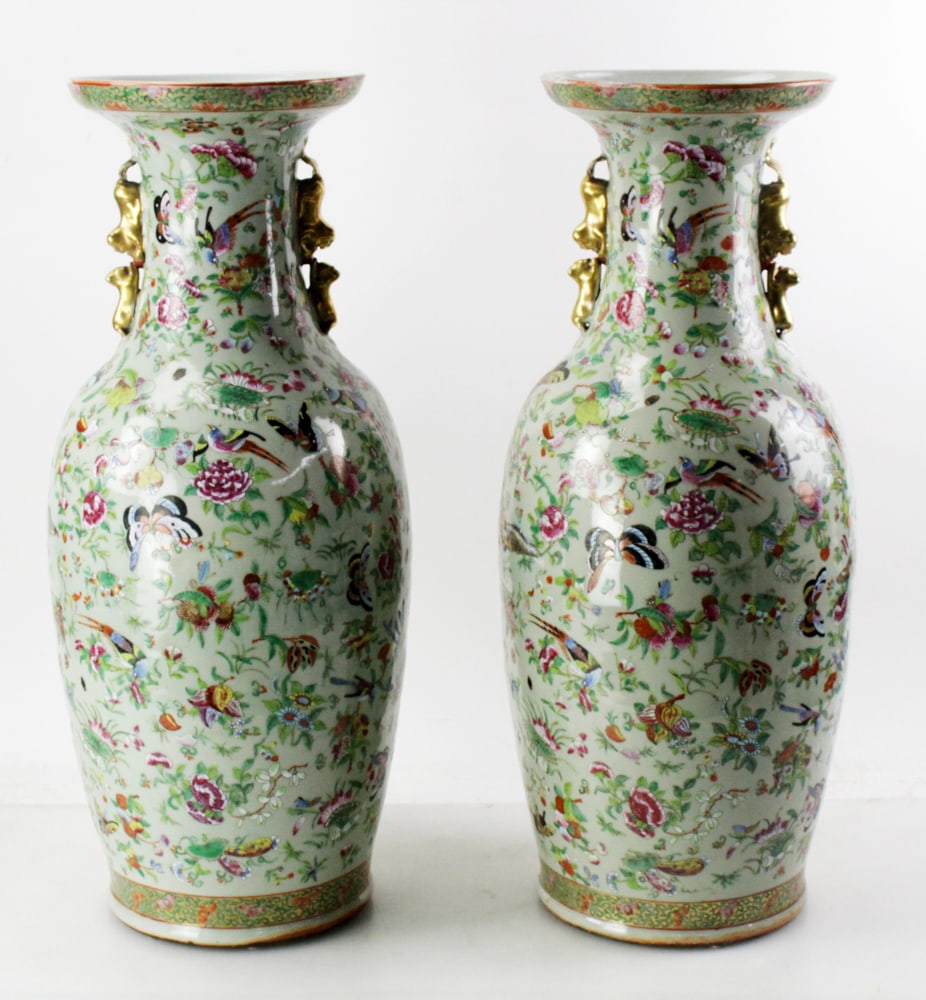 Large Pair of Chinese Famille Rose Vases (1 of 11)