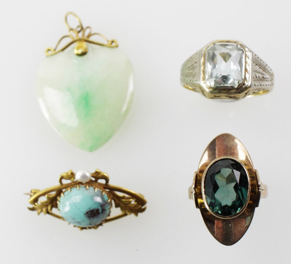 Ladies' Pin Pendant and Rings, 18k and 14k Gold (1 of 11)